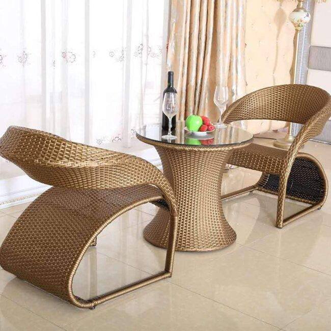 DEVOKO 3-Piece Rattan Patio Furniture Set(Golden)