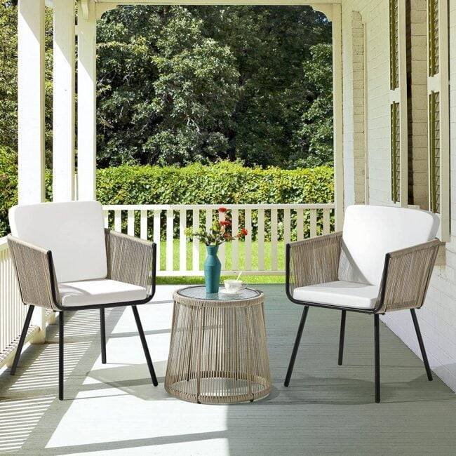 3-Piece Devoko Patio Furniture Set - Beige & White