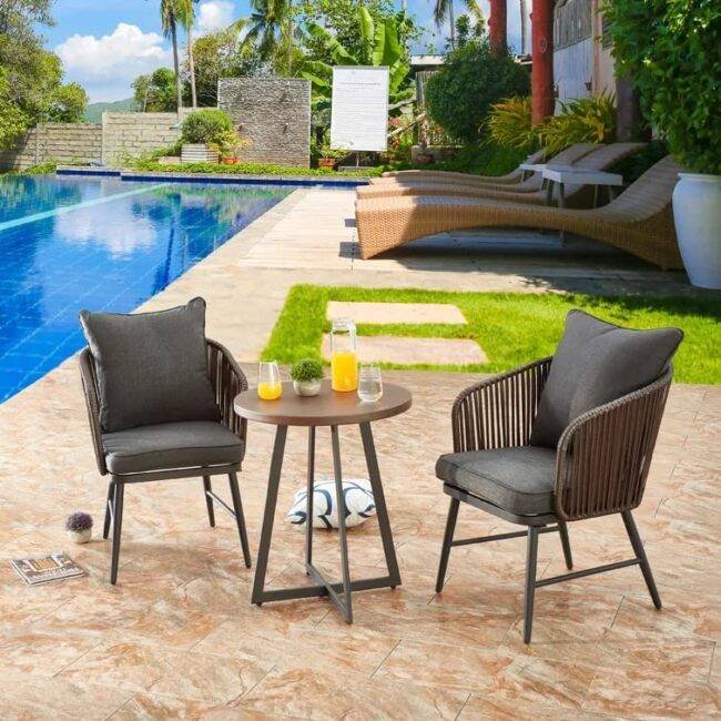 3-Piece Devoko Patio Furniture Set - Dark Brown/Black