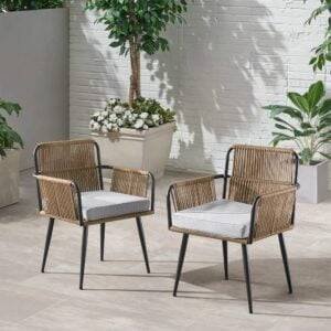 DEVOKO 2 Sets Patio Rope Chairs: Beige & Grey Balcony Furniture