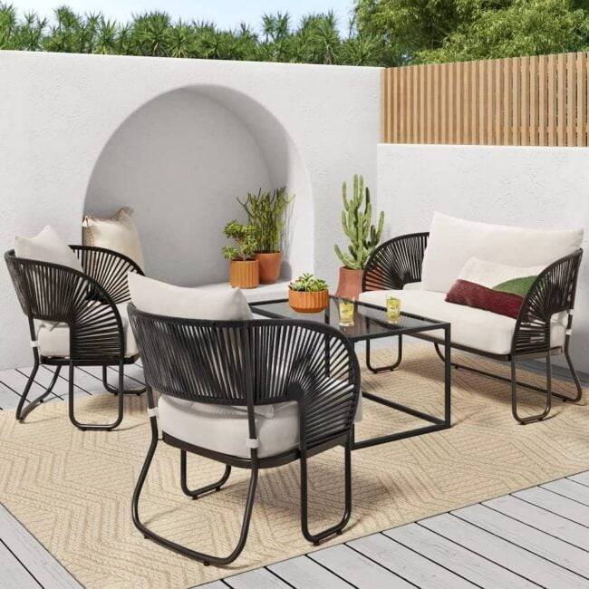 DEVOKO Waterproof Outdoor Patio Furniture Set (Black/White)