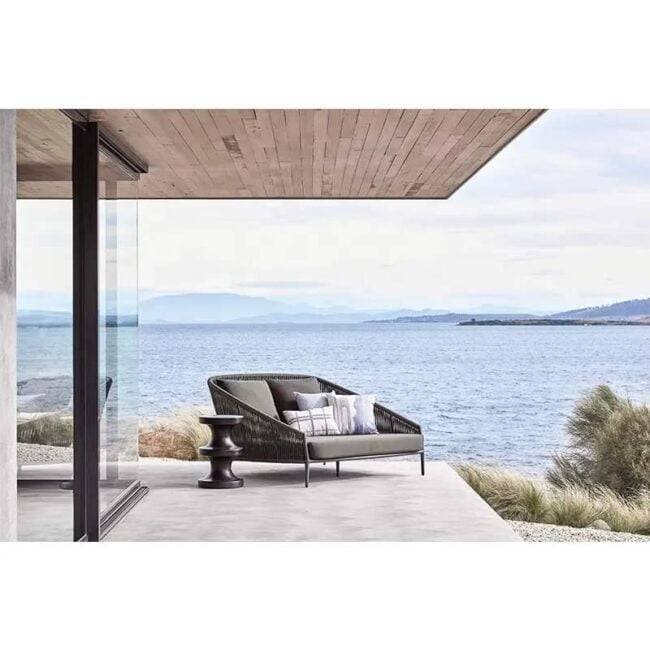 DEVOKO Grey Rope Daybed Furniture Set for Outdoor Bliss