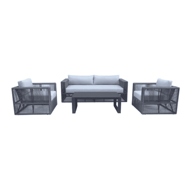 DEVOKO Unique Design Rope Bistro Set 4-Piece (Grey) - Image 11