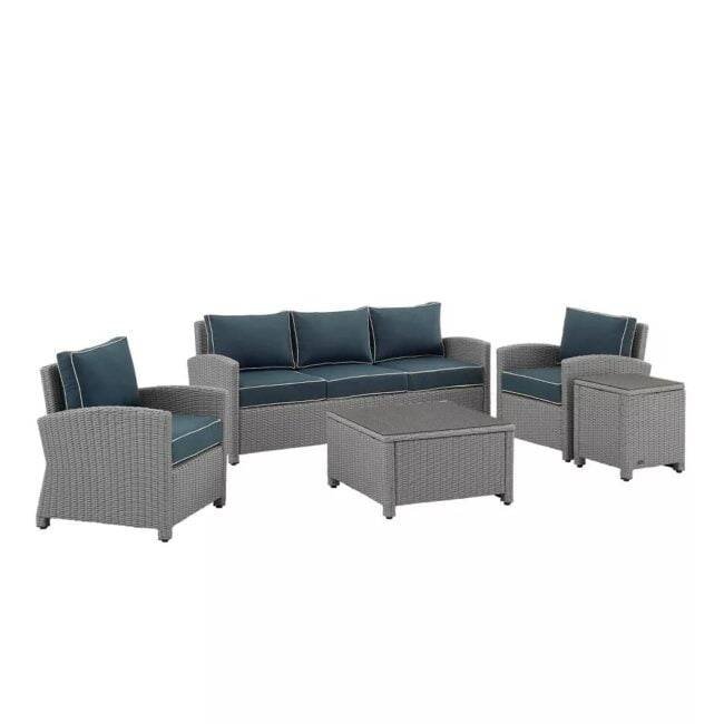 DEVOKO Outdoor Patio Furniture Set - Silver & Navy Blue - Image 4