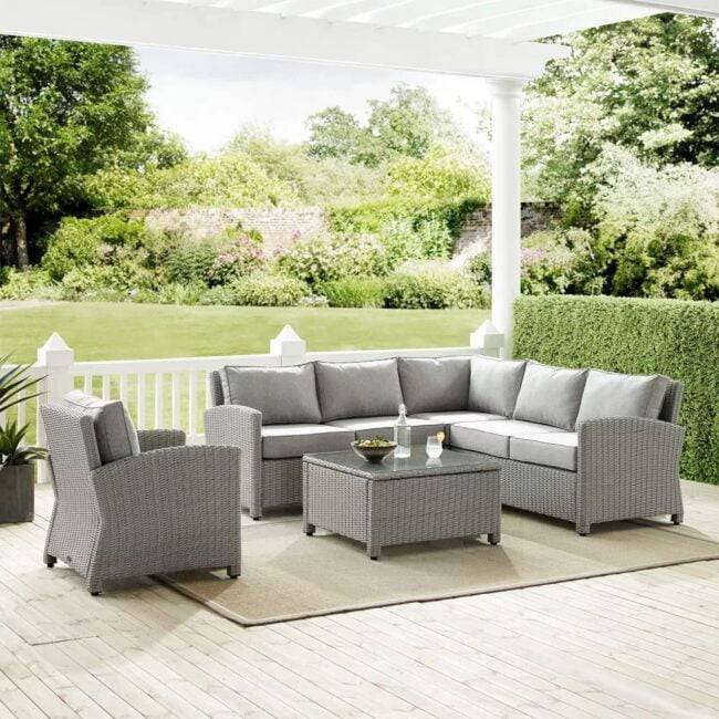 DEVOKO 4-Piece Silver Outdoor Sectional Sofa Set - Image 3