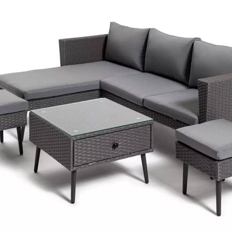 DEVOKO 4-Piece Outdoor Wicker Patio Furniture Set in Grey - Image 6