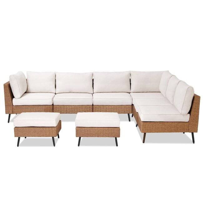 DEVOKO 6pcs Outdoor Patio Furniture Set (Beige & Off-white) - Image 3