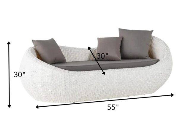 Outdoor Wicker Daybed Set (White/Dark Grey) - Image 2
