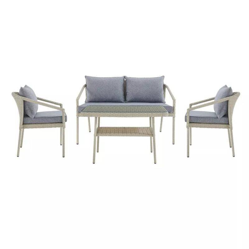 DEVOKO 4 Seater Outdoor Sofa Dining Set (Silver/Grey) - Image 3