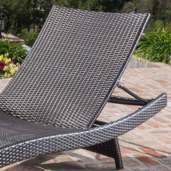 Waterproof Wicker Rattan Lounge Sunbed - Dark Brown - Image 3