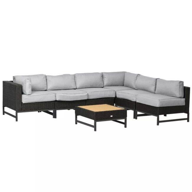 DEVOKO 5 Piece L Shape Sectional Patio Set (Black/Grey) - Image 4