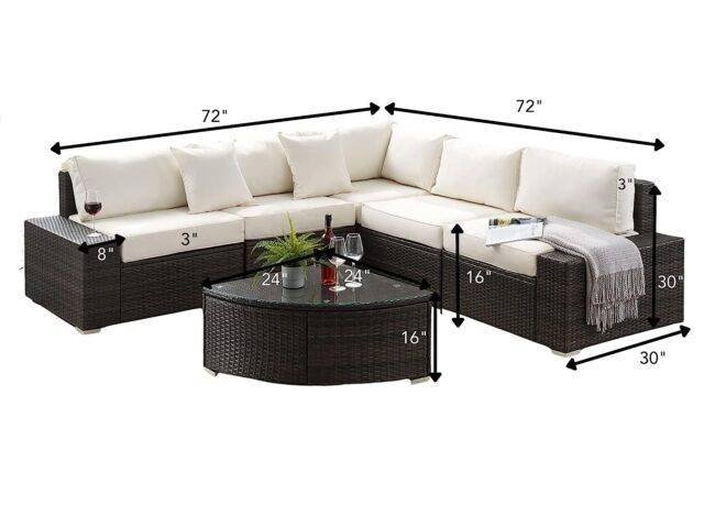 DEVOKO Oval Shape Patio Set (Dark Brown/Off-white) - Image 2
