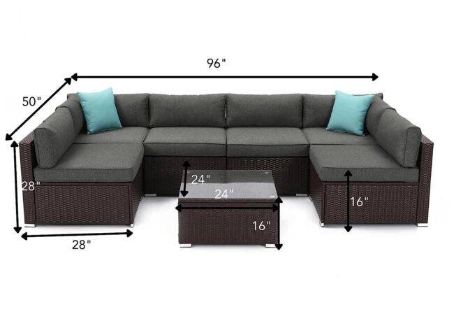 DEVOKO Garden Conversation Sofa Set (Dark Brown/Grey) - Image 2