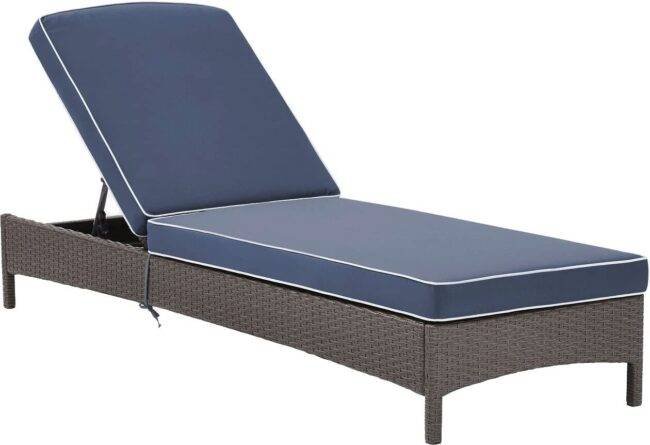 DEVOKO Outdoor Double Chaise (Dark Brown/Navy Blue) - Image 3