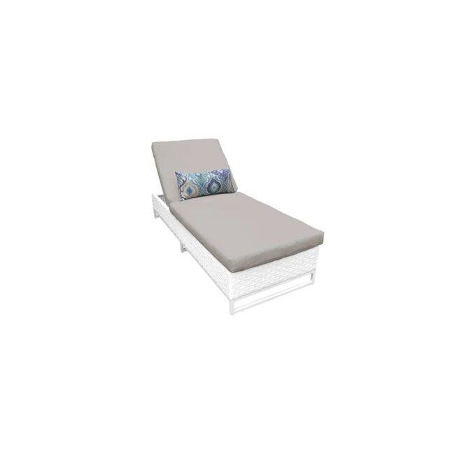 DEVOKO White Wicker Lounger (Grey Cushions) - Image 7