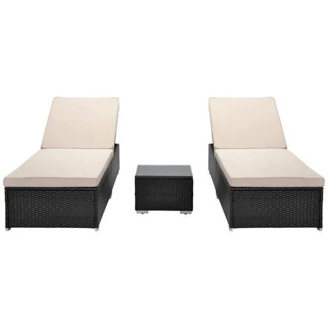 DEVOKO Lounge Chairs Set (Black/Cream) - Image 3