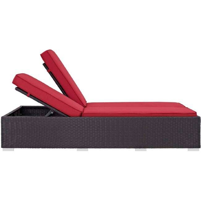 Outdoor Chaise Lounge Chair (Dark Brown & Red) - Image 3