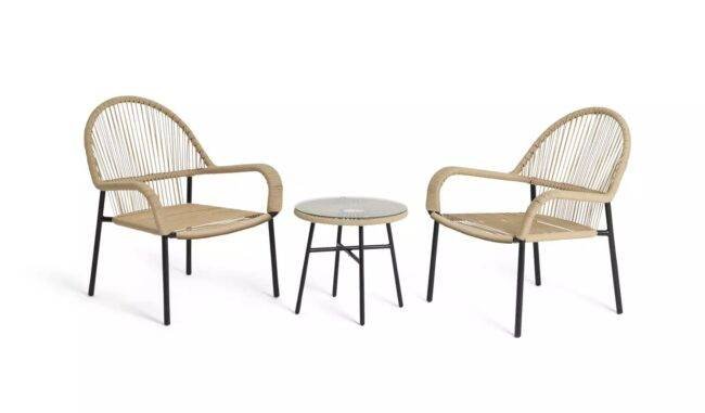 Devoko 2 Seater Rope Chairs - CenterTable - Beige - Outdoor - Image 2
