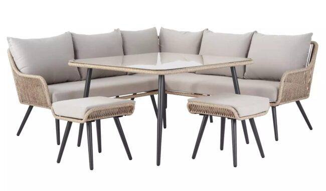 DEVOKO Rope L Shape Sofa Set (Beige & Grey) - Image 2