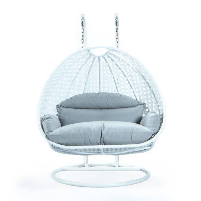 Double Seater Hanging Swing Chair (White & Grey) - Image 3