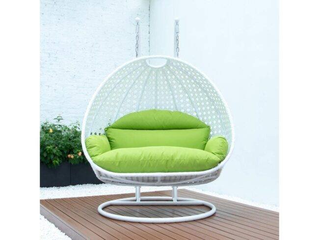 Swing Chair with Stand & Cushion (Light Green/White) - Image 3