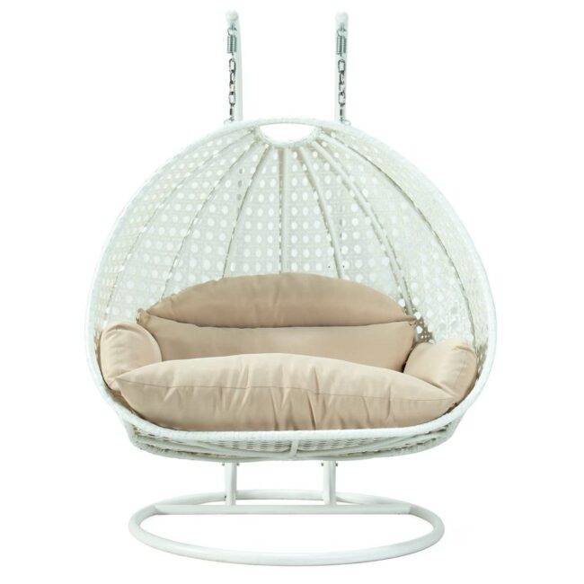 Double Seater Hanging Swing Chair (White/Cream) - Image 3