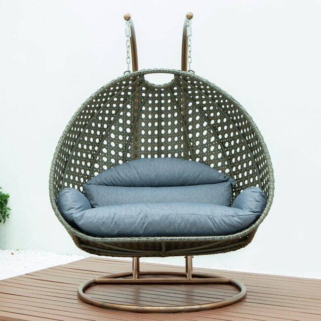 Double Seater Hanging Swing Chair (Dark Brown/Dark Grey) - Image 3