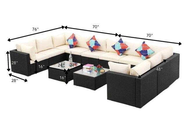 6-Piece Outdoor Wicker Set (Black/Cream) - Image 2