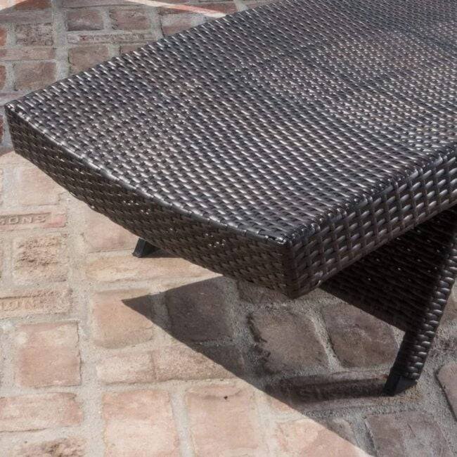 DEVOKO 2 Sets Waterproof Rattan Lounge Sunbeds with Table - Dark Brown - Image 3