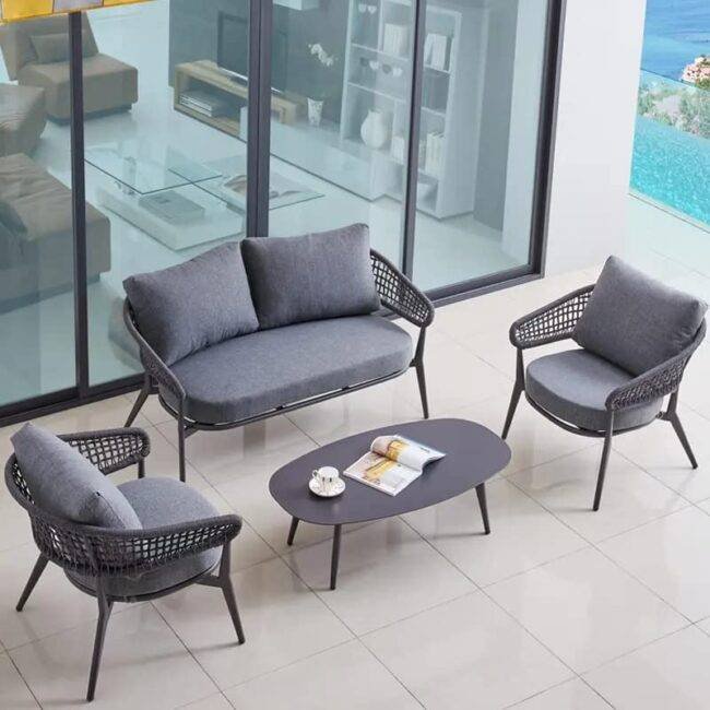 DEVOKO Bistro Set 4-Piece (Grey) - Image 3