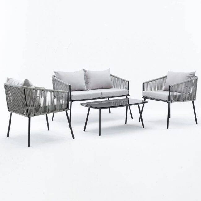 DEVOKO Patio Furniture Set 4-Piece (Grey) - Image 2