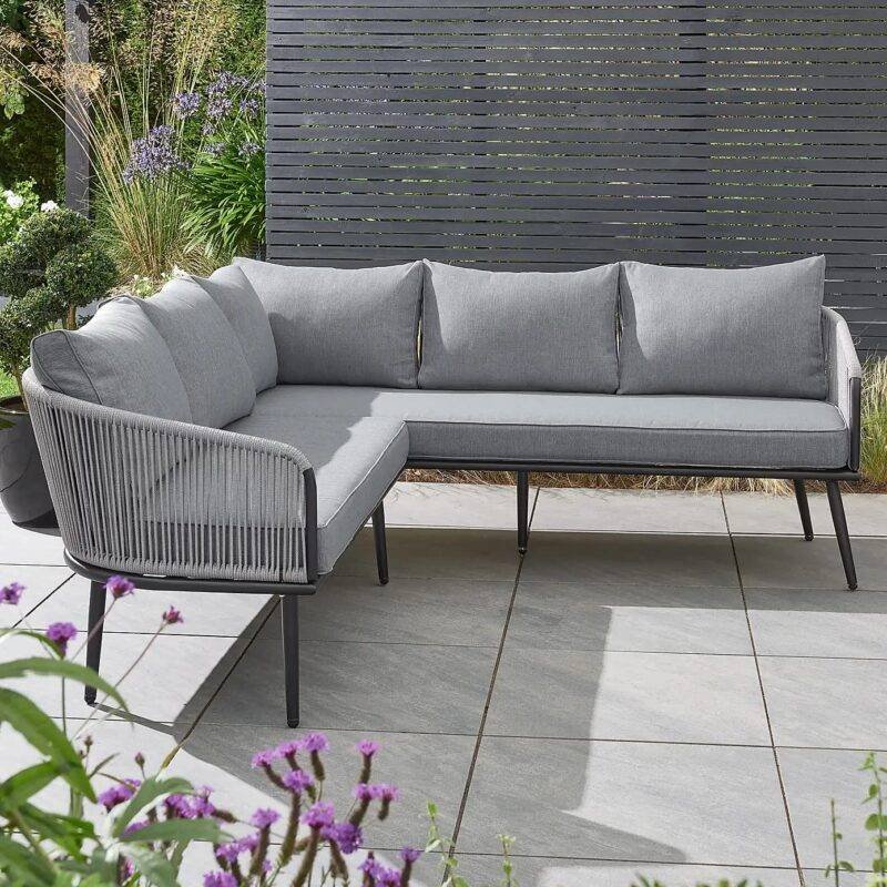 DEVOKO L-Shaped Conversation Sofa Set (Grey) - Image 2