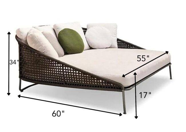 DEVOKO Patio Rope Daybed Set (Dark Brown/Cream) - Image 3