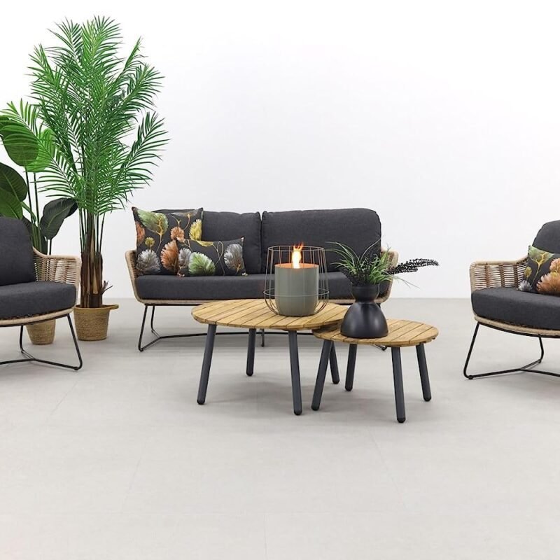 Bistro Loveseat Set (Beige and Black) - Image 2