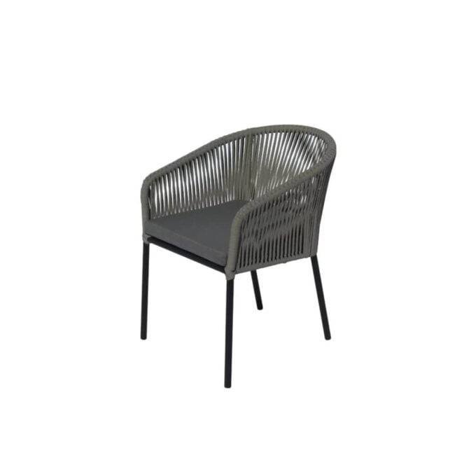 DEVOKO 2-Piece Outdoor Rope Chair Set with Cushions (Grey & Black) - Image 2