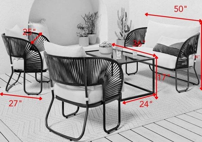 DEVOKO Waterproof Outdoor Patio Furniture Set (Black/White) - Image 2