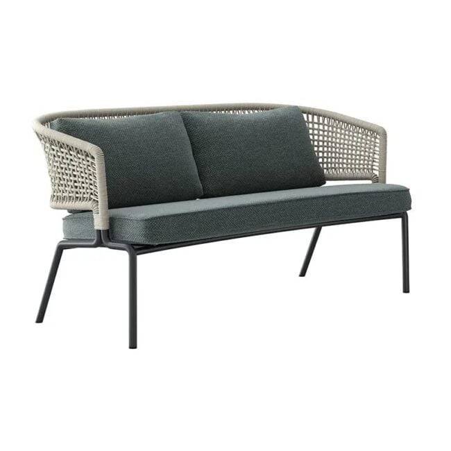DEVOKO 4 Seater Patio Rope Sofa Set - Platinum/Dark Green - Image 3