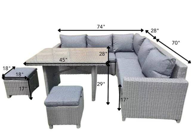 DEVOKO 5-Piece Outdoor Patio Furniture Set - Grey - Image 2