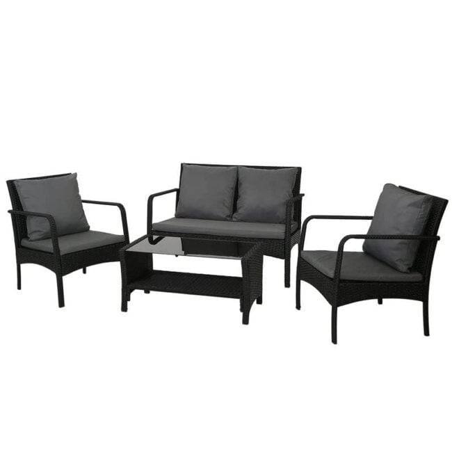 DEVOKO Outdoor Patio Sectional Sofa Set with Cushions & Table (Black & Grey) - Image 3