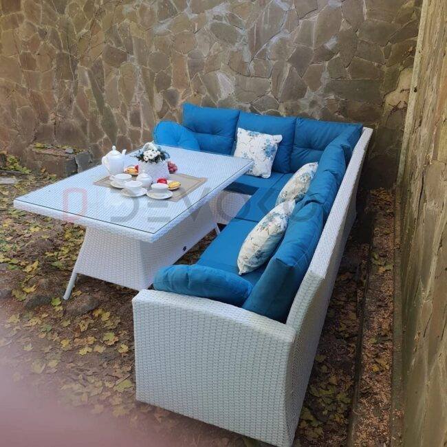 DEVOKO 3-Piece White Wicker Patio Furniture Set with Center Table - Image 4