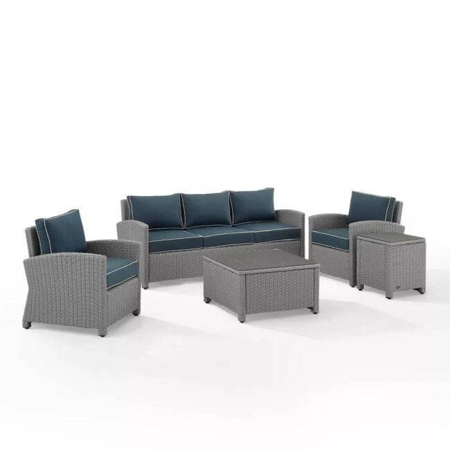 DEVOKO Outdoor Patio Furniture Set - Silver & Navy Blue - Image 5