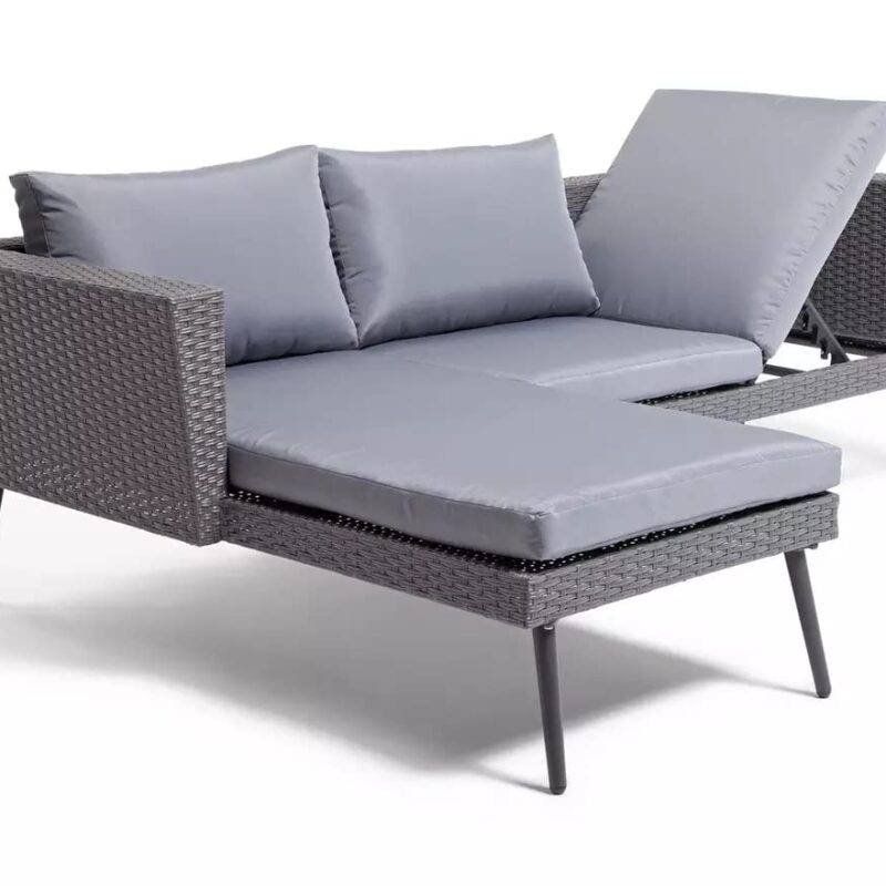 DEVOKO 4-Piece Outdoor Wicker Patio Furniture Set in Grey - Image 3