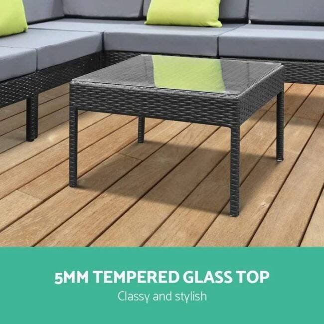DEVOKO 3PCS L-Shape Outdoor Patio Furniture (Black & Grey) - Image 3