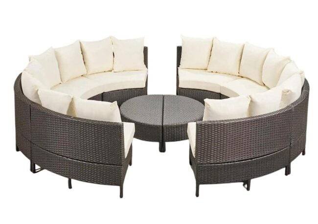 DEVOKO Oval 10PCS Patio Furniture Set (Dark Brown & Light Cream) - Image 6