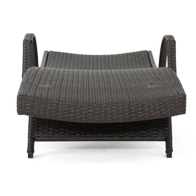 Devoko Rattan Sun Lounger Set - 2 Chairs, Dark Brown & Sky-blue - Image 3