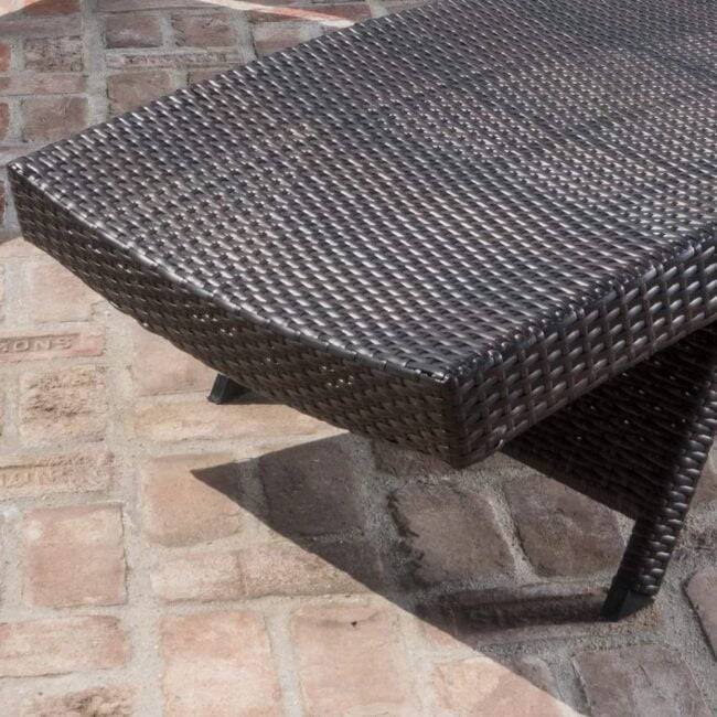 Waterproof Wicker Rattan Lounge Sunbed - Dark Brown - Image 4