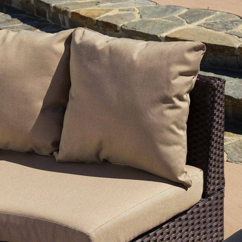DEVOKO Oval Shape Patio Furniture Set (Dark Brown/Cream) - Image 4