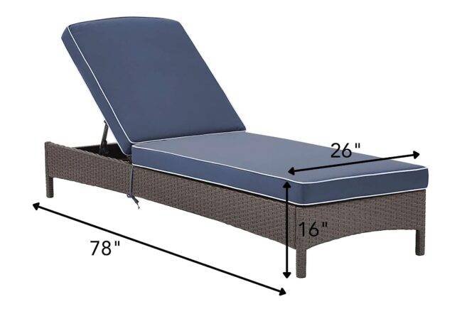 DEVOKO Outdoor Double Chaise (Dark Brown/Navy Blue) - Image 2