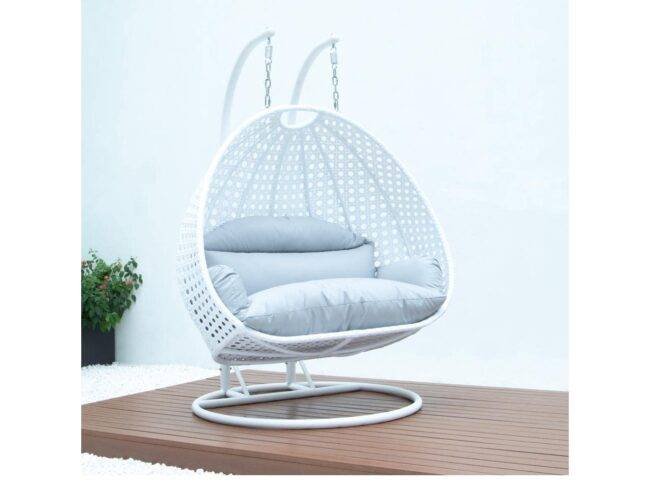 Double Seater Hanging Swing Chair (White & Grey) - Image 4