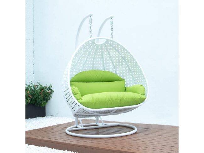 Swing Chair with Stand & Cushion (Light Green/White) - Image 4